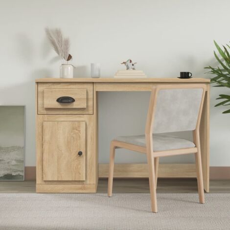 Vidaxl – Bureau droit avec tiroir en bois d'ingénierie – Dimensions 115x50x75 cm – Surface lisse et résistante à l'humidité – Espace de rangement pratique