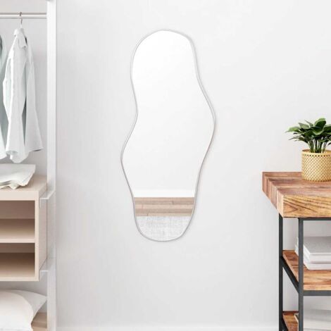 Vidaxl – Miroir mural argenté 90x40 cm – Verre et cadre PVC – Épaisseur 4 mm – Fixation murale pour espaces restreints
