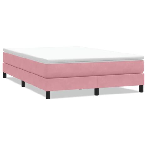 Sommier à lattes de lit sans matelas rose 140x220 cm velours vidaXL