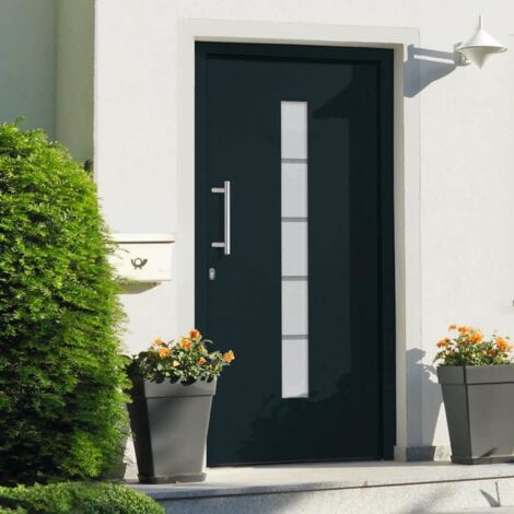 Vidaxl – Porte d'entrée en aluminium et PVC anthracite 110x210 cm – Ouverture à gauche – Verrouillage 5 positions – Épaisseur 70 mm