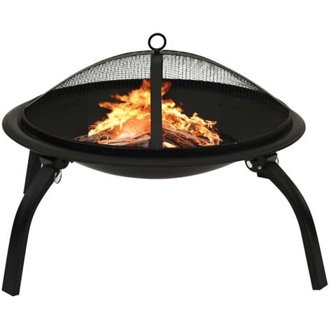 Foyer et barbecue avec tisonnier 2 en 1 56x56x49 cm Acier vidaXL (1/5)