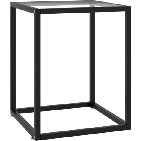 vidaXL Coffee Table Black with Tempered Glass 40x40x50 cm