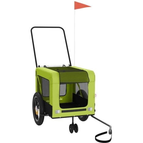 vidaXL Pet Bike Trailer Green and Black Oxford Fabric and Iron