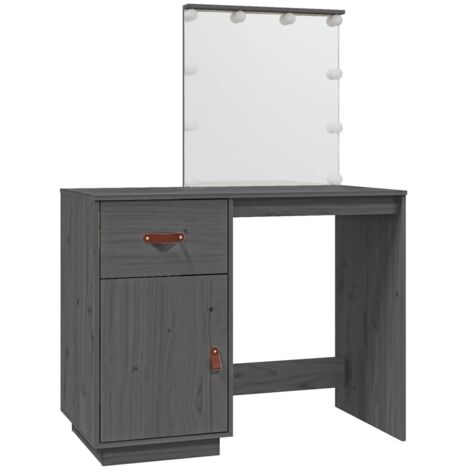 Coiffeuse avec LED Gris 95x50x133,5 cm Bois de pin massif vidaXL (1/5)