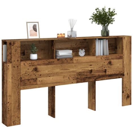 vidaXL Armoire de tête de lit vieux bois 200x18,5x102,5 cm