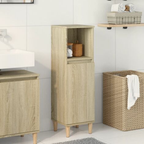 vidaXL Bathroom Cabinet Sonoma Oak 30x30x100 cm Engineered Wood (1/6)