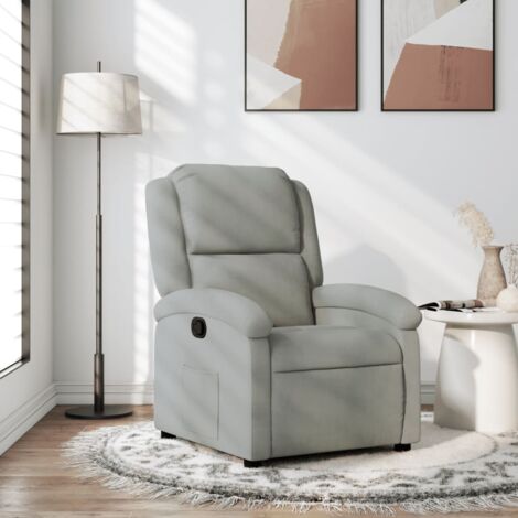 Vidaxl – Fauteuil inclinable gris clair en velours – Inclinaison manuelle 135° – Rembourrage épais pour confort – Dimensions 71x86,5x99,5 cm - vidaXL65219