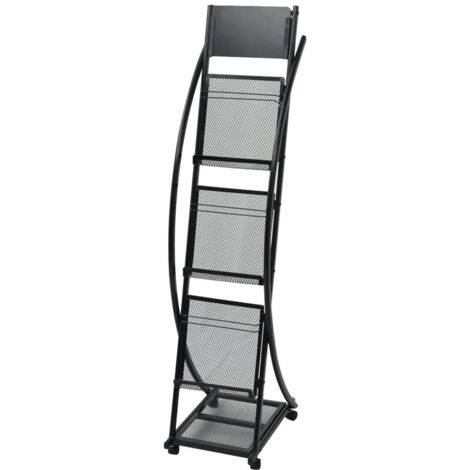 vidaXL Porte-revue 40 x 32 x 131 cm Noir A4 (1/5)