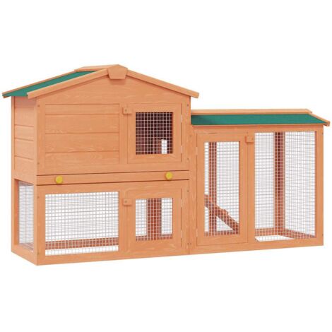 Clapier large d'extérieur pour petits animaux de compagnie Bois vidaXL