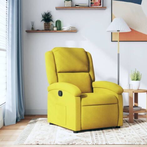Vidaxl – Fauteuil inclinable jaune en velours – Inclinaison manuelle 135° – Large accoudoirs rembourrés – Dimensions 71x86,5x99,5 cm