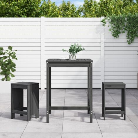 Ensemble de bar de jardin 3 pcs gris bois de pin massif vidaXL (1/5)