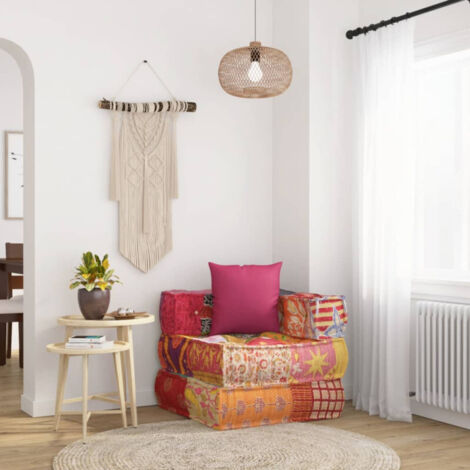 vidaXL Pouf modulaire avec oreiller Patchwork Tissu (1/8)