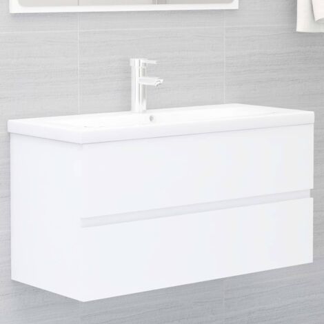Armoire d'évier avec lavabo intégré blanc bois d'ingénierie vidaXL