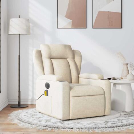 Fauteuil de massage inclinable Crème Tissu vidaXL369677