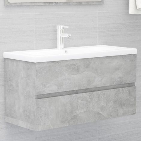 vidaXL Armoire d'évier et lavabo intégré gris béton bois d'ingénierie (1/5)