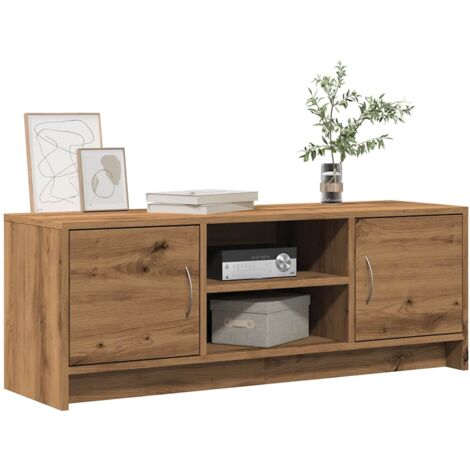 Vidaxl – Meuble TV chêne artisanal 102x30x37,5 cm – Bois d'ingénierie – Grand espace de rangement avec 2 étagères et portes – Surface résistante à l'humidité