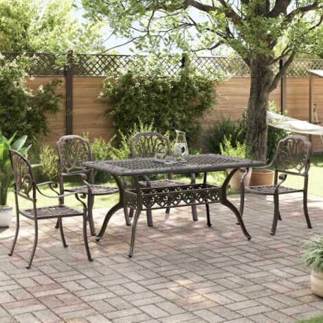 vidaXL Ensemble manger de jardin 5 pcs bronze aluminium coulé (1/5)