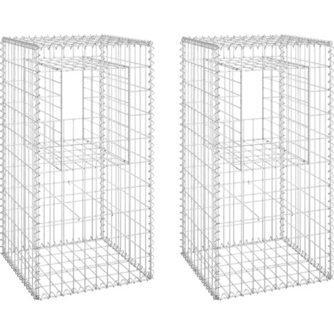 vidaXL Poteaux à panier de gabion 2 pcs 50x50x100 cm Fer (1/5)