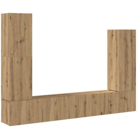 Vidaxl – Ensemble de meuble TV mural 4 pcs – Bois d'ingénierie chêne – Grand espace de rangement – Fixation murale pour gain de place (1/5)