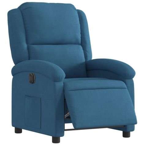vidaXL Fauteuil inclinable électrique bleu velours