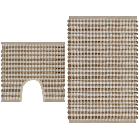 Vidaxl – Tapis de bain tissé à la main en jute naturel et blanc – 52 x 83 cm – Doux au toucher – Fabrication unique