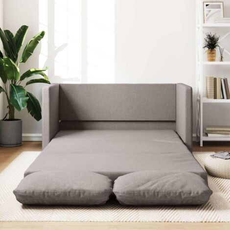 Vidaxl – Canapé-lit convertible 2 places taupe 112x174x55 cm – Tissu respirant et durable – Structure en métal robuste – Confort optimal