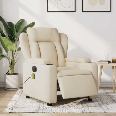 Fauteuil inclinable de massage électrique crème tissu vidaXL