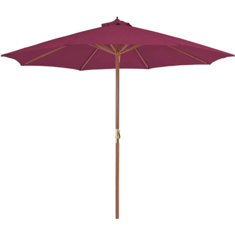 Parasol d'extérieur avec mât en bois 300 cm rouge bordeaux vidaXL