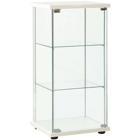 Vidaxl – Armoire de rangement en verre trempé blanc – Dimensions 42,5 x 36,5 x 86 cm – 3 niveaux – Fixation murale incluse - vidaXL913837 (1/5)