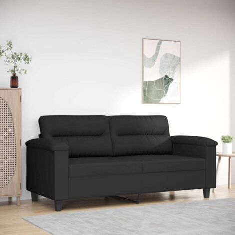 vidaXL Canapé à 2 places Noir 140 cm Tissu microfibre (1/5)