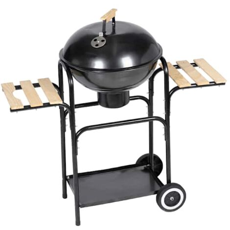 Vidaxl – Barbecue charbon de bois Hawai – Acier 96 cm de hauteur – Grill de 44 cm – Poignée en bois et roulettes pour déplacement facile