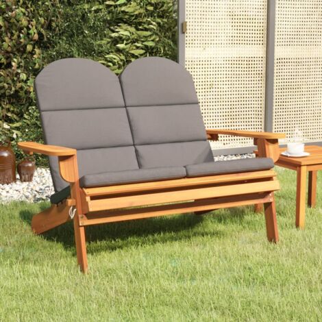 Vidaxl – Banc de jardin Adirondack pliable en bois d'acacia massif – Dossier haut incliné – Coussins confortables – Pour 2 personnes – 126 cm (1/6)