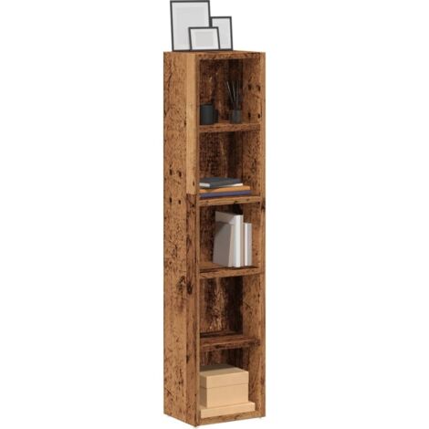 Vidaxl – Armoires à CD 2 pcs vieux bois 21x16x93,5 cm – Bois d'ingénierie résistant à l'humidité – 5 compartiments pour 80 CD – Style moderne