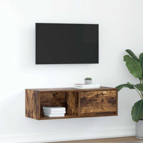 Meuble TV chêne fumé 80x31x25,5 cm bois d'ingénierie vidaXL (1/5)