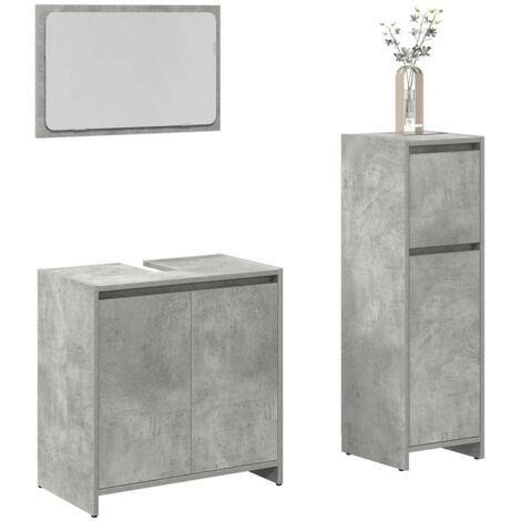 vidaXL Ensemble de meubles de salle de bain 3 pcs gris béton (1/5)