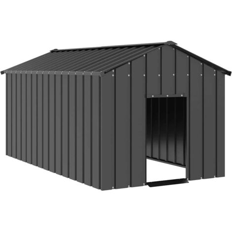 Vidaxl – Niche pour chien en acier galvanisé 114x202x101 cm – Toit noir – Accès facile – Conception sans fond pour nettoyage rapide