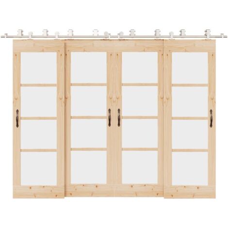 vidaXL Kit fixation porte coulissante 366 cm Acier inoxydable Argenté (1/5)