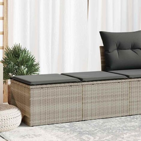 vidaXL Salon de jardin 2 pcs avec coussins gris clair polyrotin acacia (1/5)