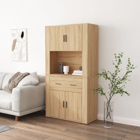 Vidaxl – Buffet haut en bois d'ingénierie chêne sonoma – Dimensions 80x33x70 cm – Rangement mural pour optimiser l'espace – Surface résistante à l'humidité