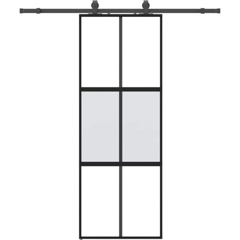 Porte coulissante kit quincaillerie noir 76x205 cm verre trempé vidaXL