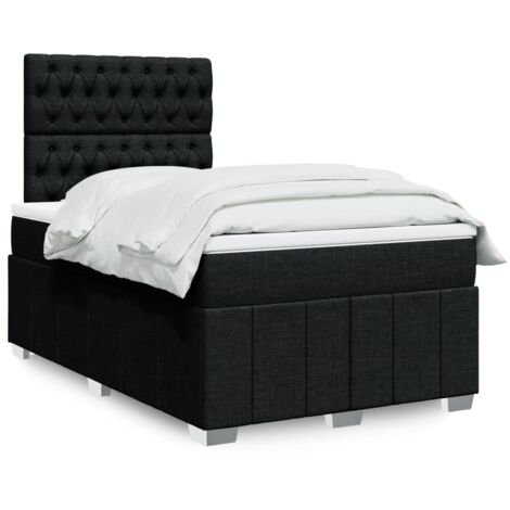 vidaXL Sommier à lattes de lit avec matelas Noir 120x200 cm Tissu
