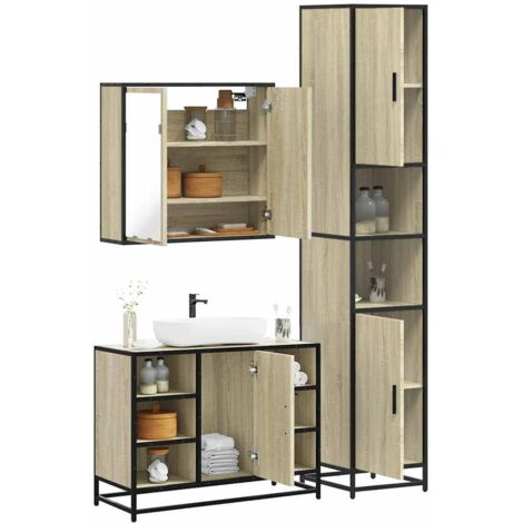 Ensemble de meubles de salle de bain 3 pcs chêne sonoma vidaXL (1/5)