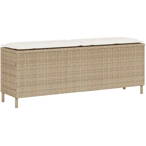 Vidaxl – Banc de jardin en résine tressée avec coussin épais 110x30x40,5 cm – Acier enduit de poudre – Capacité 110 kg – Housse lavable