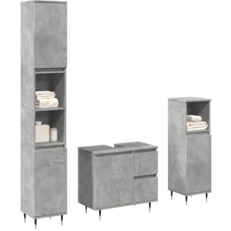 vidaXL 3 Piece Bathroom Furniture Set Concrete Grey Engineered Wood (1/5)