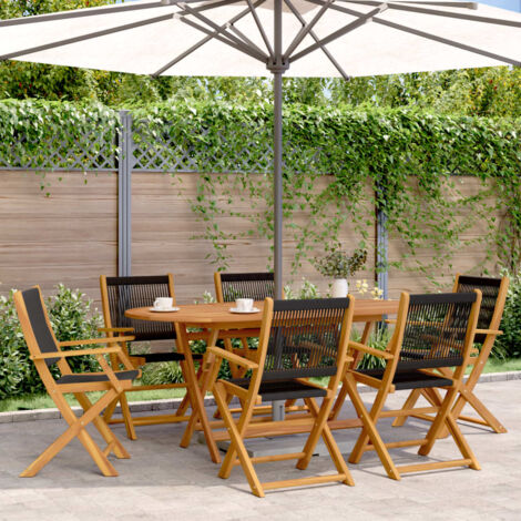vidaXL Chaises de jardin pliantes lot de 6 noir bois d'acacia massif