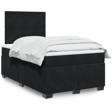 vidaXL Sommier à lattes de lit avec matelas noir 120x190 cm velours (1/5)