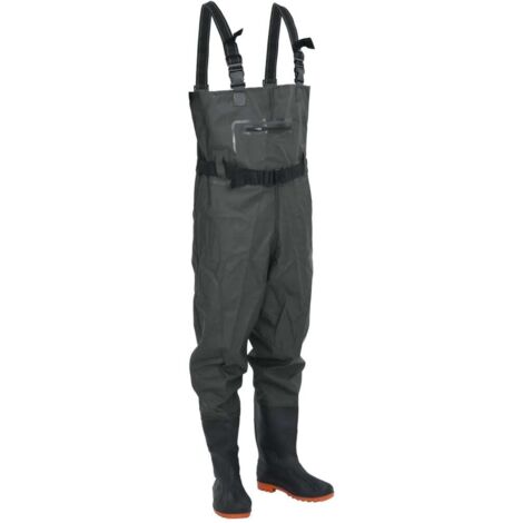 Vidaxl – Cuissardes avec bottes et ceinture vert foncé taille 38 – Matériau polyester enduit PVC – Résistance à l'eau – Confort optimal pour activités plein air