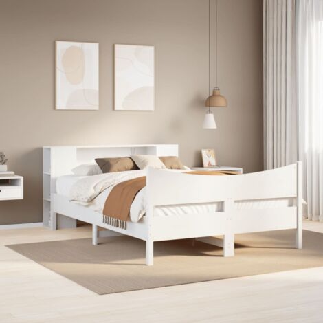vidaXL Cadre de lit sans matelas blanc 150x200 cm bois de pin massif (1/5)