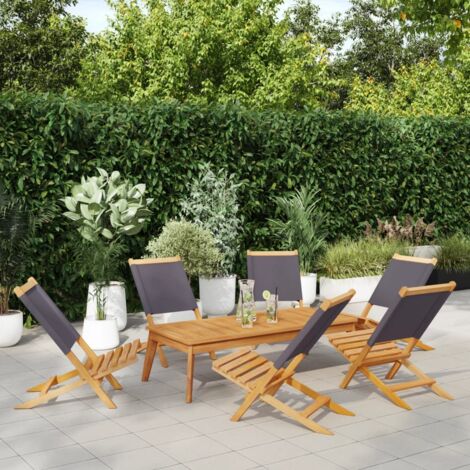 Chaises de jardin pliantes lot de 6 tissu et bois massif vidaXL