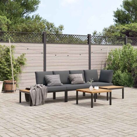 vidaXL Salon de jardin 4 pcs avec coussins noir aluminium (1/5)